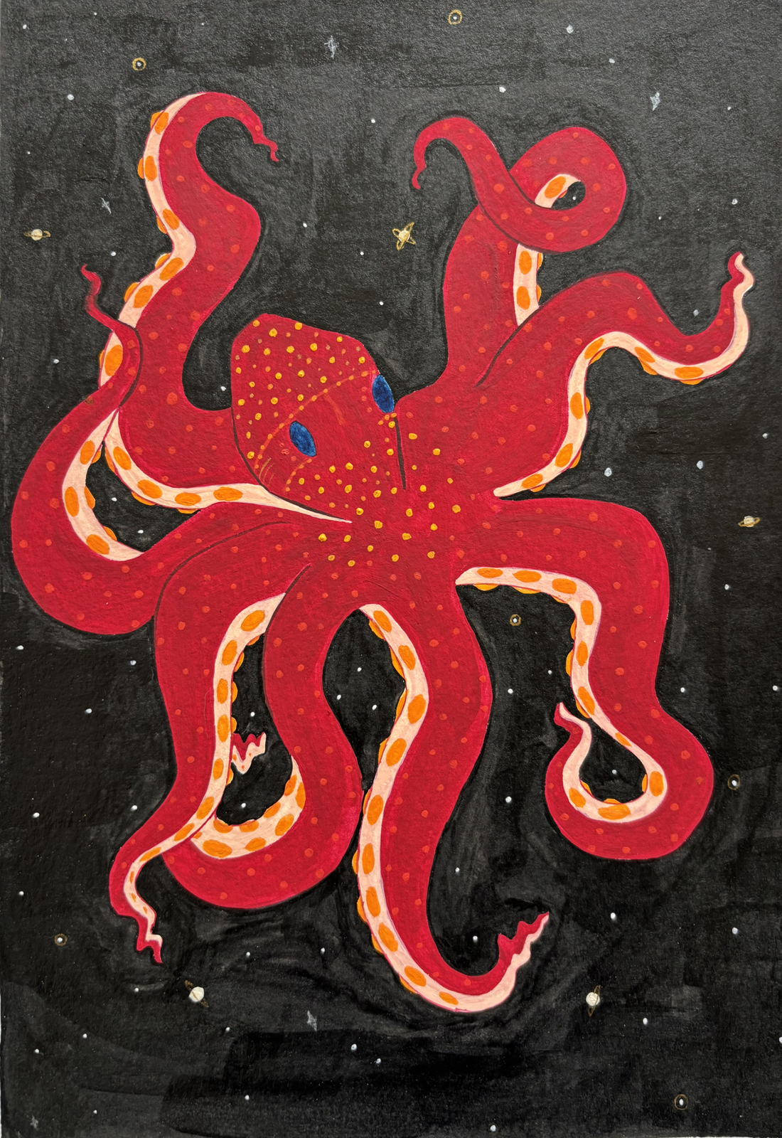 Octopus, gouache on paper