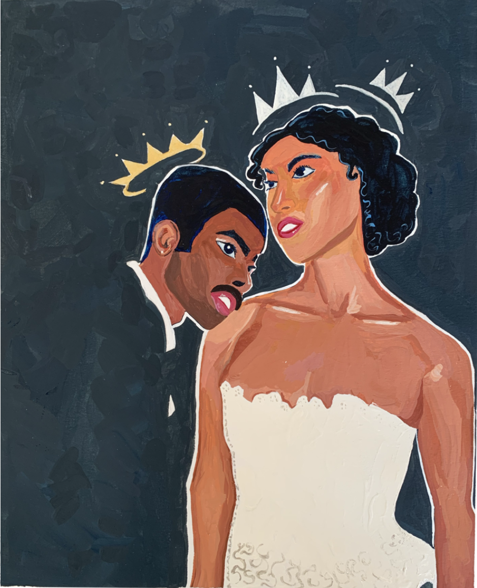 Viv and Josephine, gouache on paper